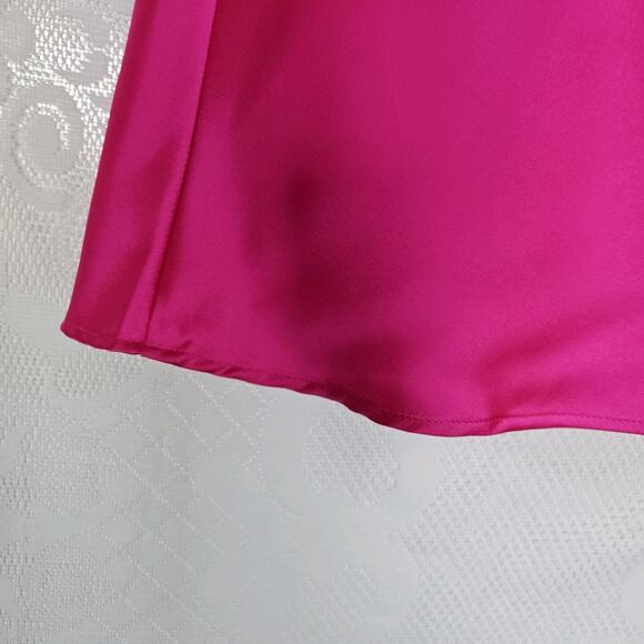 Hot Pink Satin Neon XSmall Maxi Skirt Made In USA Coquette Clean Girl Elegant - Picture 4 of 10
